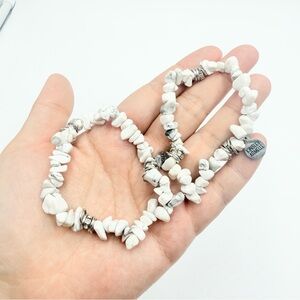 Kinsley Armelle HOWLITE SILVER PEPPER Bracelet Two Sets